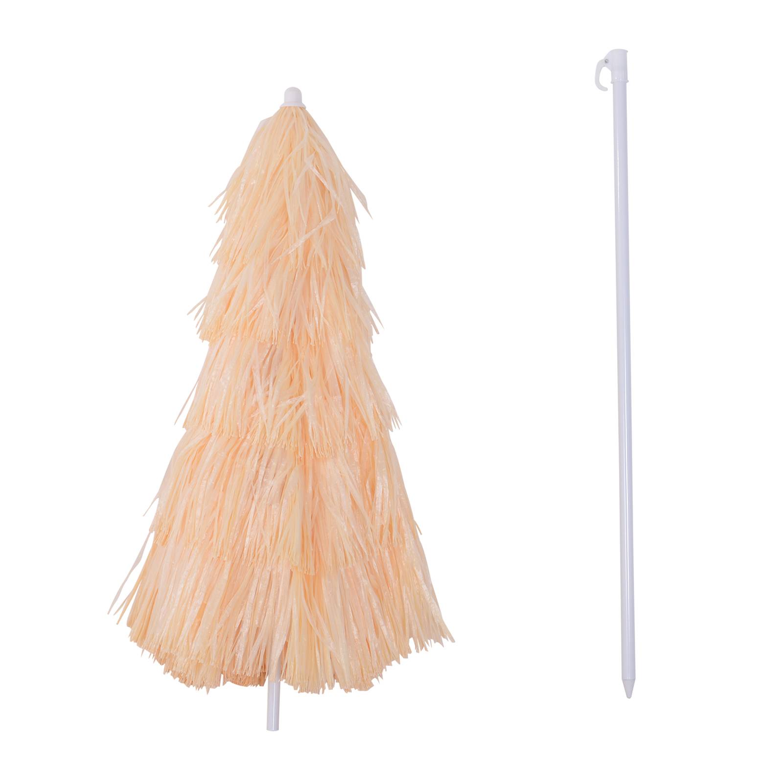 Outsunny - Parasol de plage jardin design hawai 160 cm raphia artificiel beige - Outsunny - Image 5