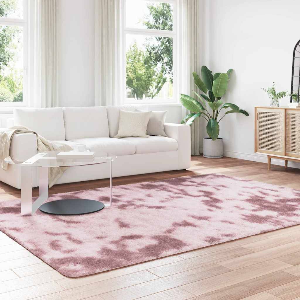 Tapis Moelleux à Poils Longs en Polyester pour Chambre d'Enfant Salon Rose Poudré 200x290 cm – ComfortXL Outdoor Living - Image 3