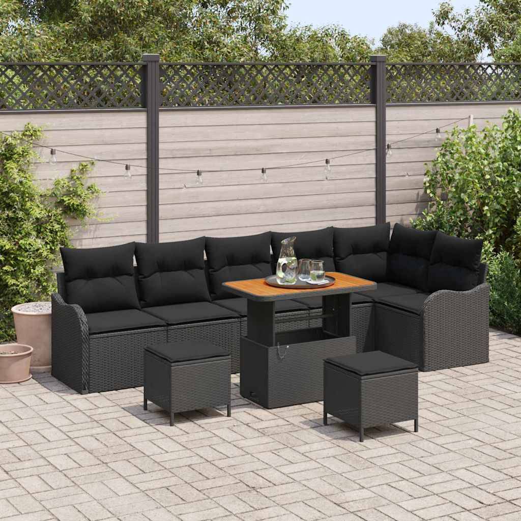 ComfortXL - Ensemble salon de jardin 8 places en polyrotin et bois d'acacia modulable pour terrasse Noir – ComfortXL Outdoor Living - Image 1