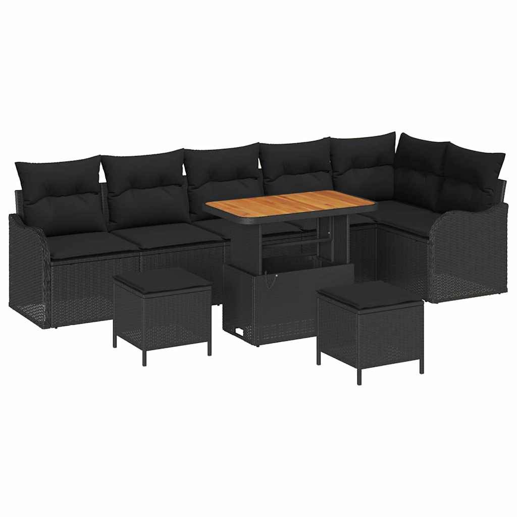 ComfortXL - Ensemble salon de jardin 8 places en polyrotin et bois d'acacia modulable pour terrasse Noir – ComfortXL Outdoor Living - Image 2
