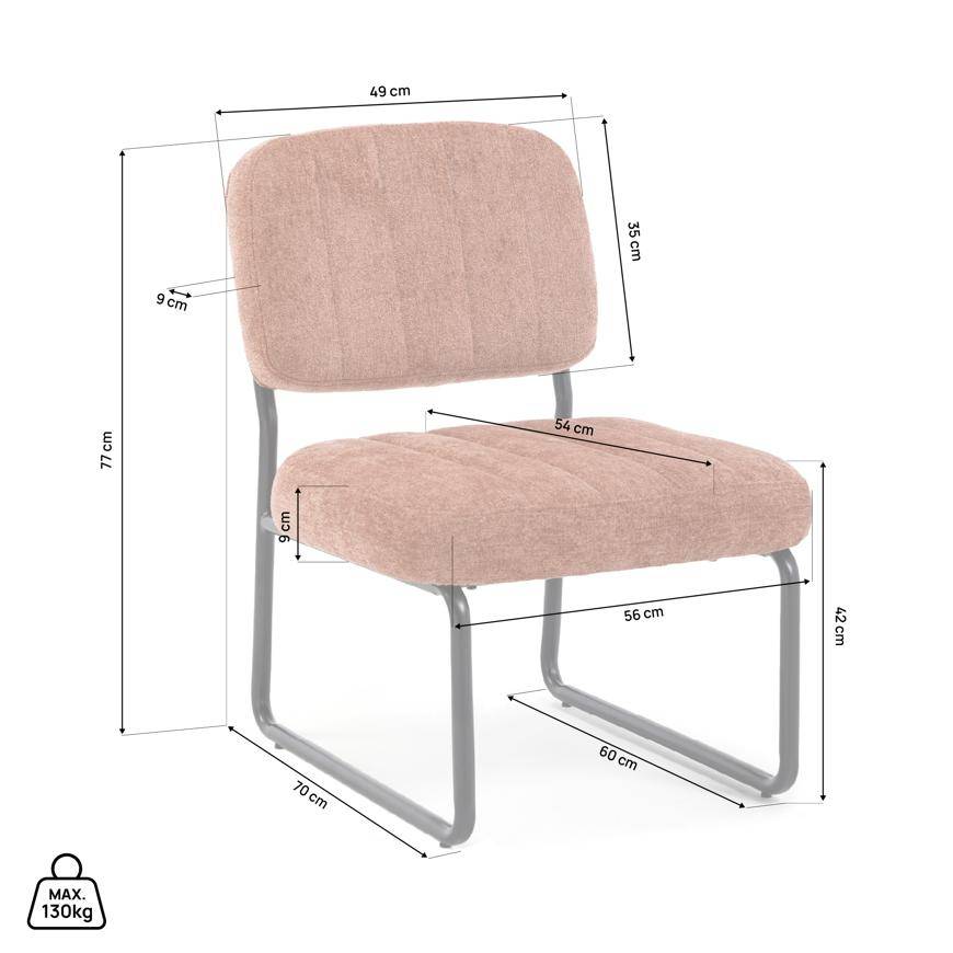 Sicaan Fauteuil terracotta rembourré pieds métal noir et tissu chenille - PAOLA - Image 2