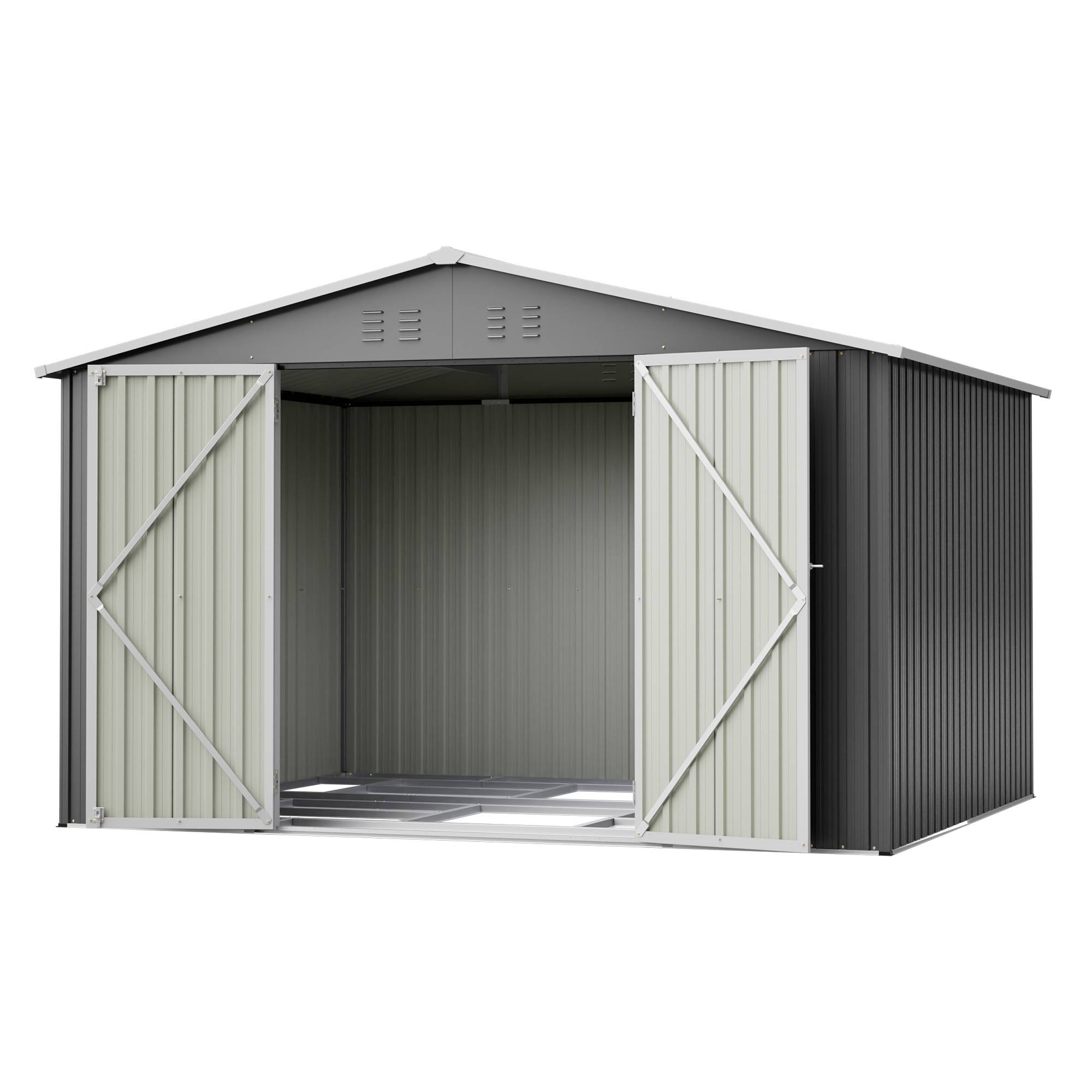 Abri Jardin Métal Galvanisé 7,5m² Rangement Outils 300x252cm - ComfortXL Outdoor Living - Image 2