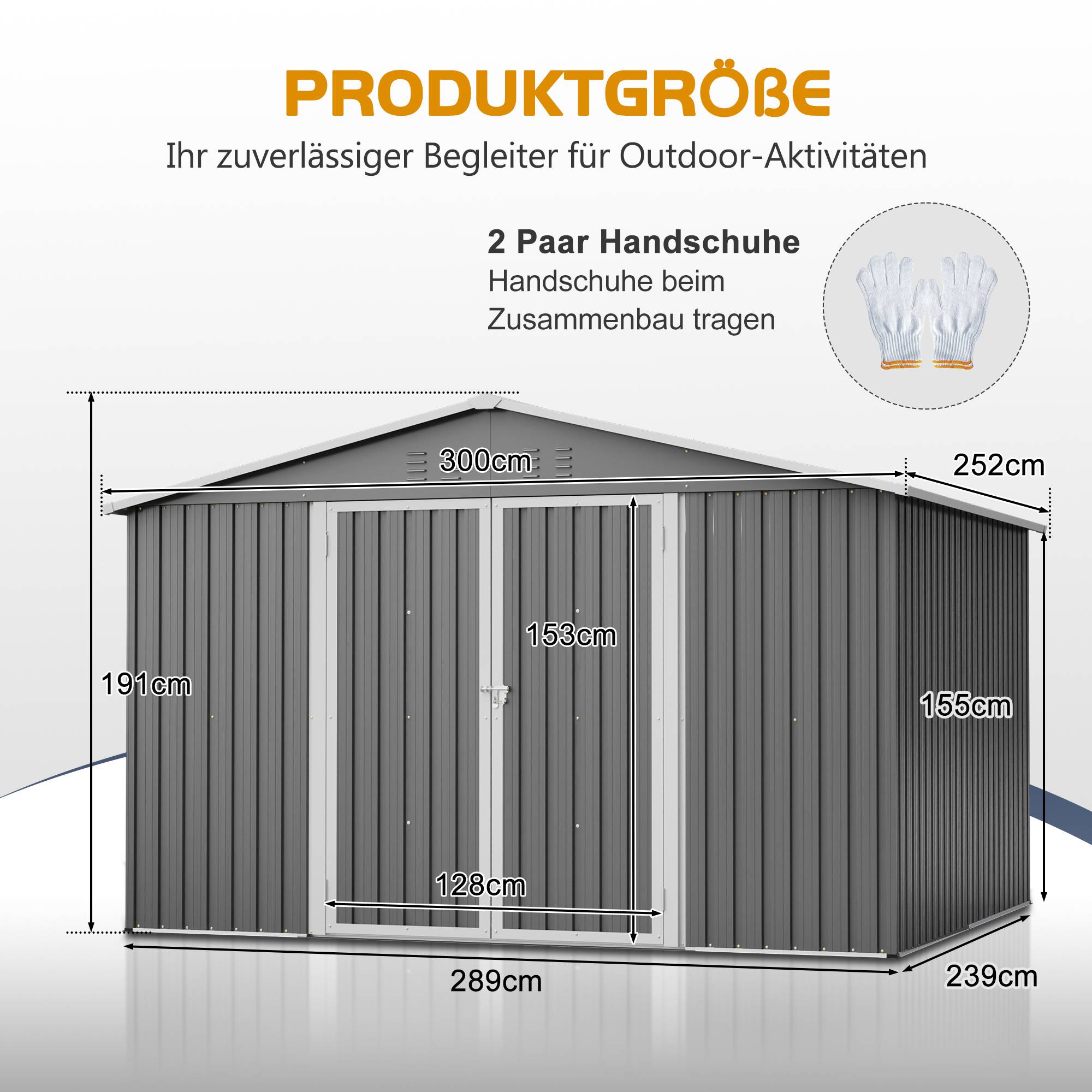 Abri Jardin Métal Galvanisé 7,5m² Rangement Outils 300x252cm - ComfortXL Outdoor Living - Image 3