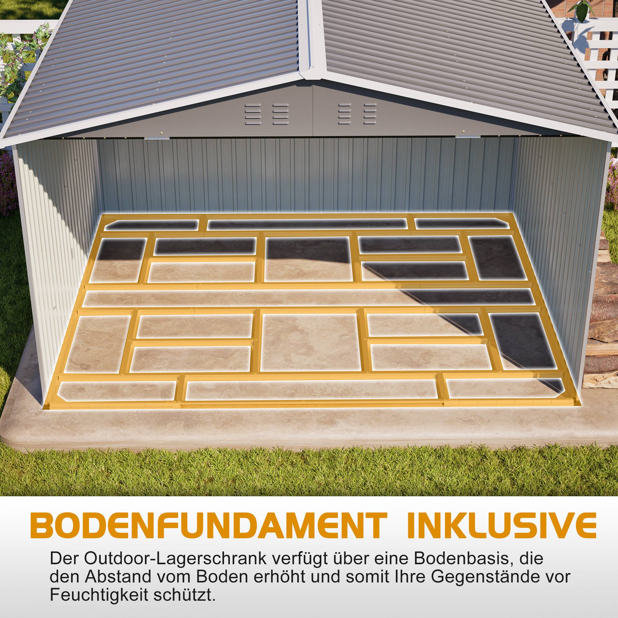 Abri Jardin Métal Galvanisé 7,5m² Rangement Outils 300x252cm - ComfortXL Outdoor Living - Image 7