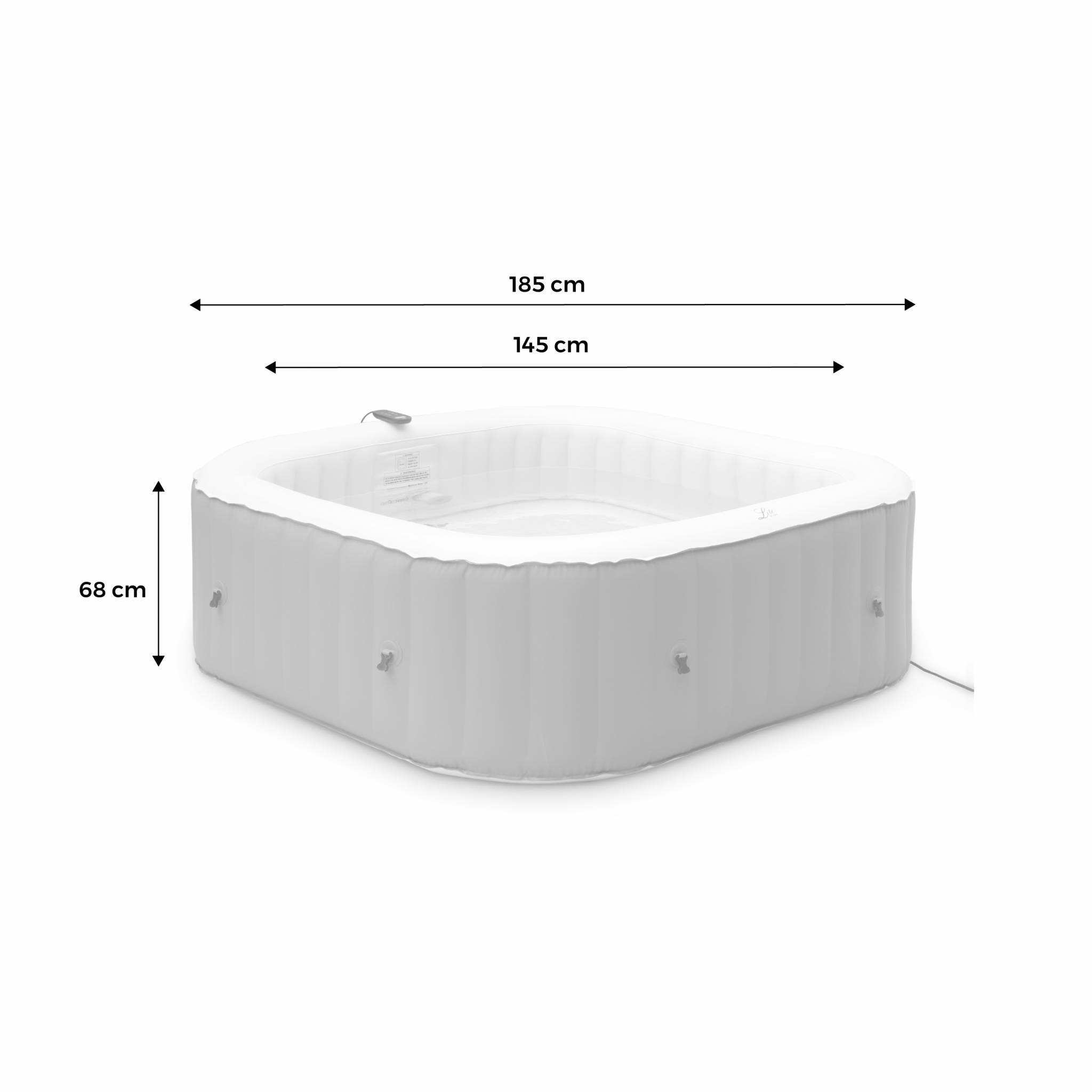 Spa MSPA gonflable carré – Fjord 6 - 6 places.  système anti-gel et désinfection UVC + bâche. 185cm. PVC. pompe. chauffage. gonfleur. filtre | sweeek - Image 7