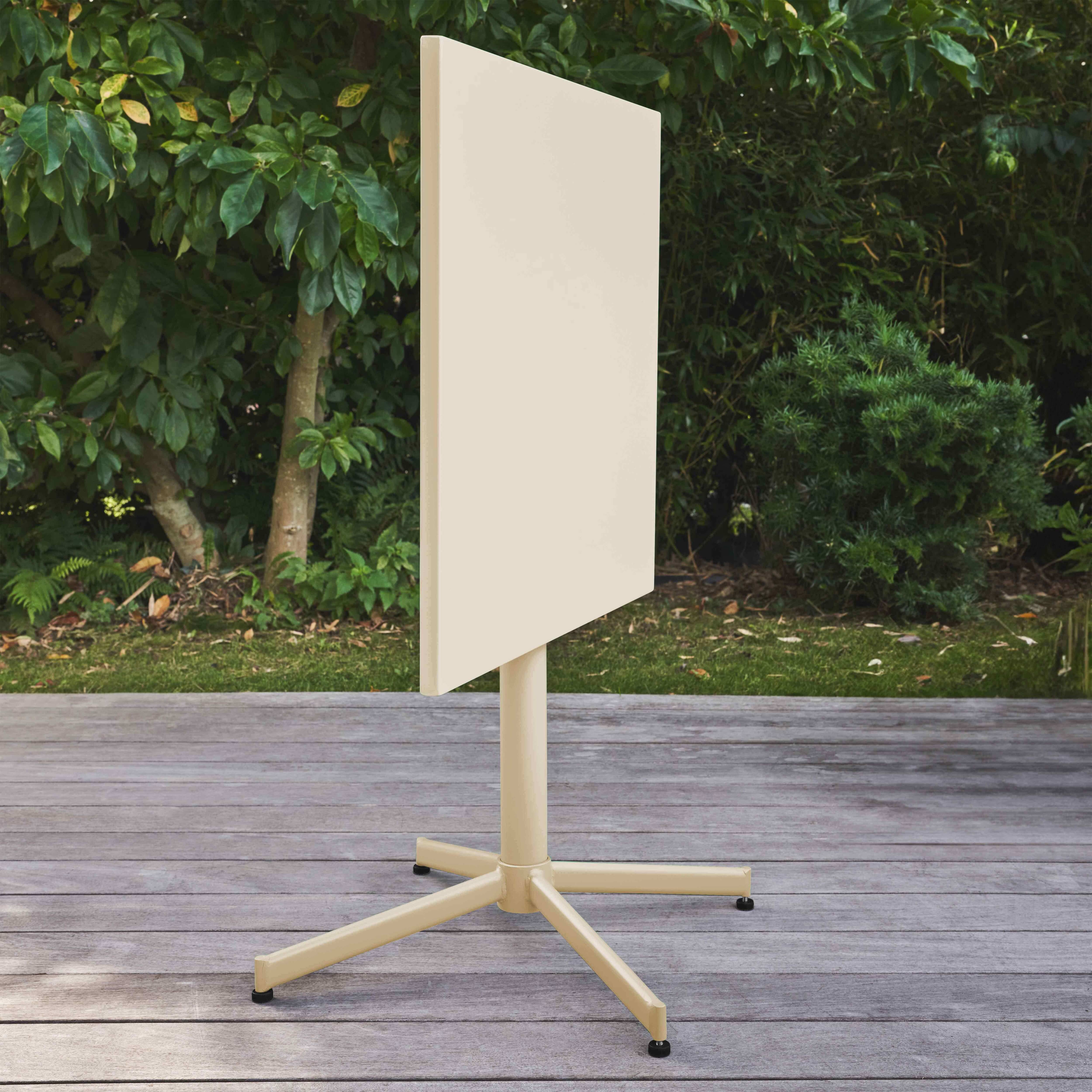 Oviala - Table de jardin carrée bistro inclinable en acier ivoire 70cm Palavas - Oviala - Image 2