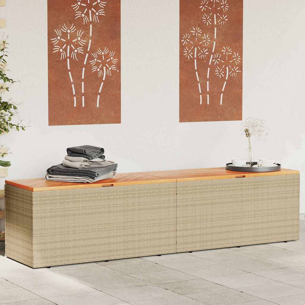 Maison Chic - Coffre de rangement - Boîte de rangement extérieure - Coffre de jardin beige résine tressée bois d'acacia MP176 - Image 2