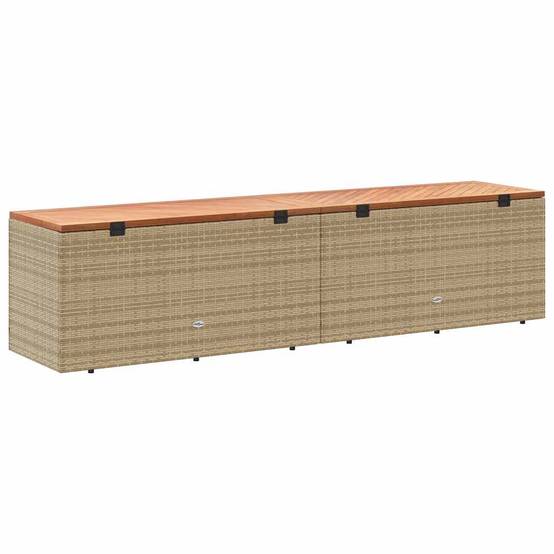Maison Chic - Coffre de rangement - Boîte de rangement extérieure - Coffre de jardin beige résine tressée bois d'acacia MP176 - Image 6