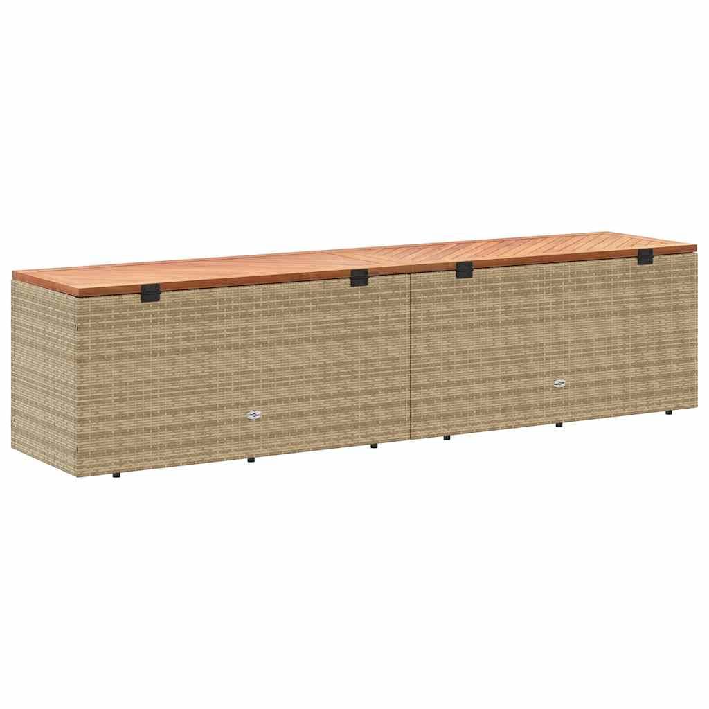 Maison Chic - Coffre de rangement - Boîte de rangement extérieure - Coffre de jardin beige résine tressée bois d'acacia MP176 - Image 6