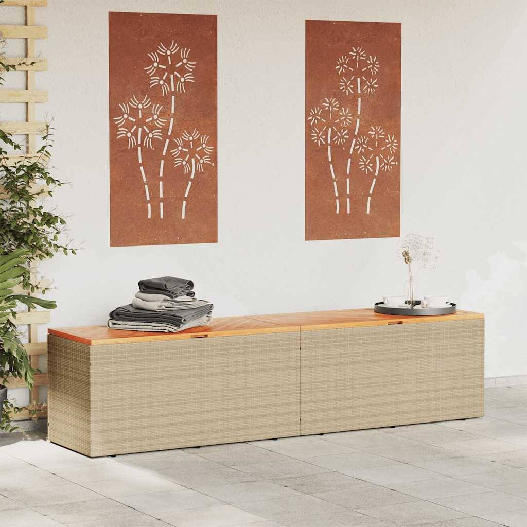 Maison Chic - Coffre de rangement - Boîte de rangement extérieure - Coffre de jardin beige résine tressée bois d'acacia MP176 - Image 3