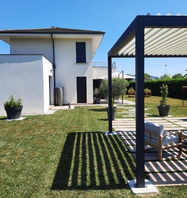 Pergola bioclimatique Aluminium Autoportante Anthracite 4x3 Manuelle S ORIAL France - Image 7