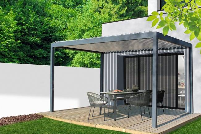 Pergola bioclimatique Aluminium Autoportante Anthracite 4x3 Manuelle S ORIAL France - Image 1