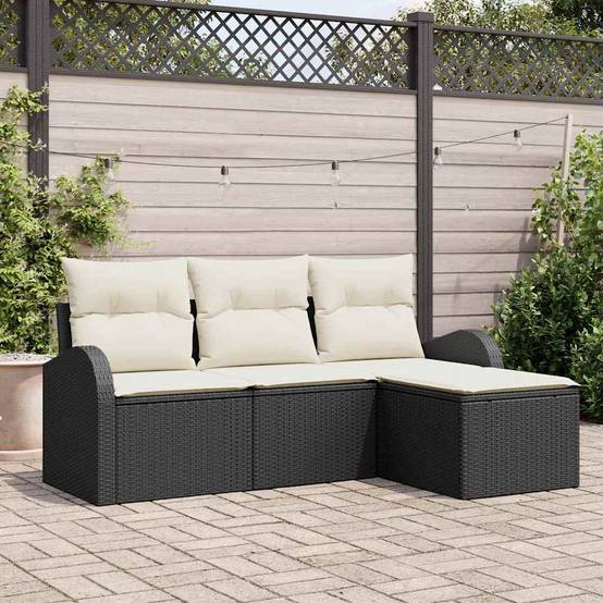 ComfortXL - Salon de Jardin 4 Places en Poly Rotin Modulable avec Repose-pieds Noir – ComfortXL Outdoor Living - Image 1