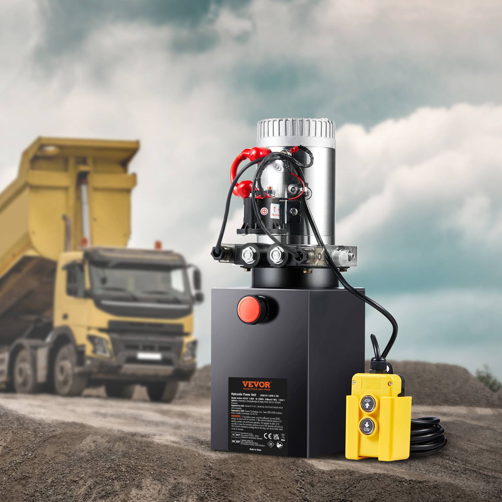 VEVOR Pompe hydraulique DC 12V 9,5L double effet débit 3,44L/min pression 22MPa, camion benne/nacelle. - Image 8