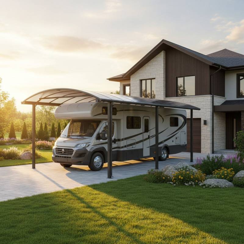 X-Metal - Carport aluminium anthracite 27,36 m² pour camping-car toit polycarbonate 6mm anti-UV X-Metal - Image 2