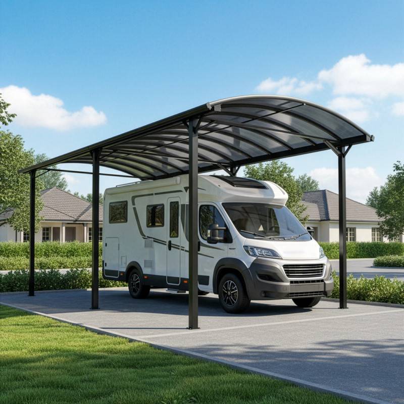 X-Metal - Carport aluminium anthracite 27,36 m² pour camping-car toit polycarbonate 6mm anti-UV X-Metal - Image 1