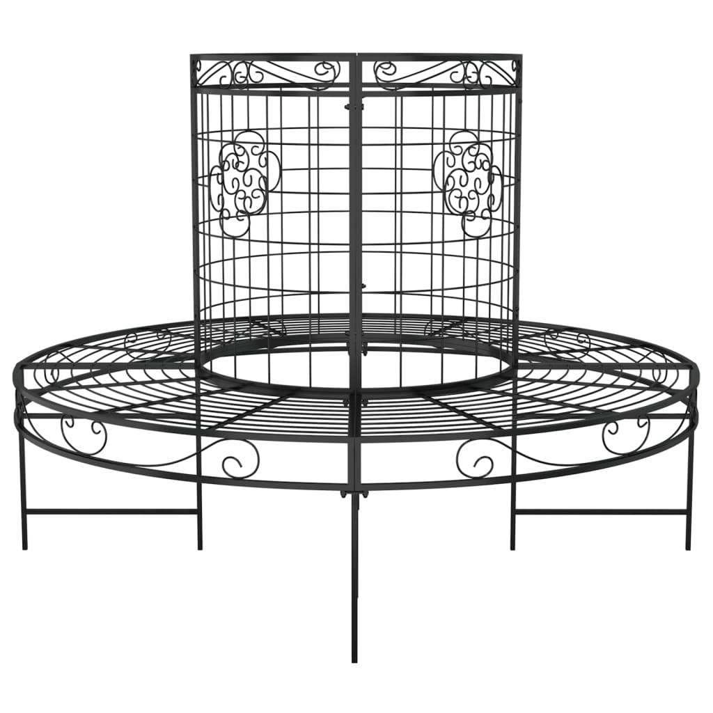 Helloshop26 - Banc de jardin meuble de patio d'extérieur terrasse circulaire tour d'arbre diamètre 137 cm noir acier - Image 2