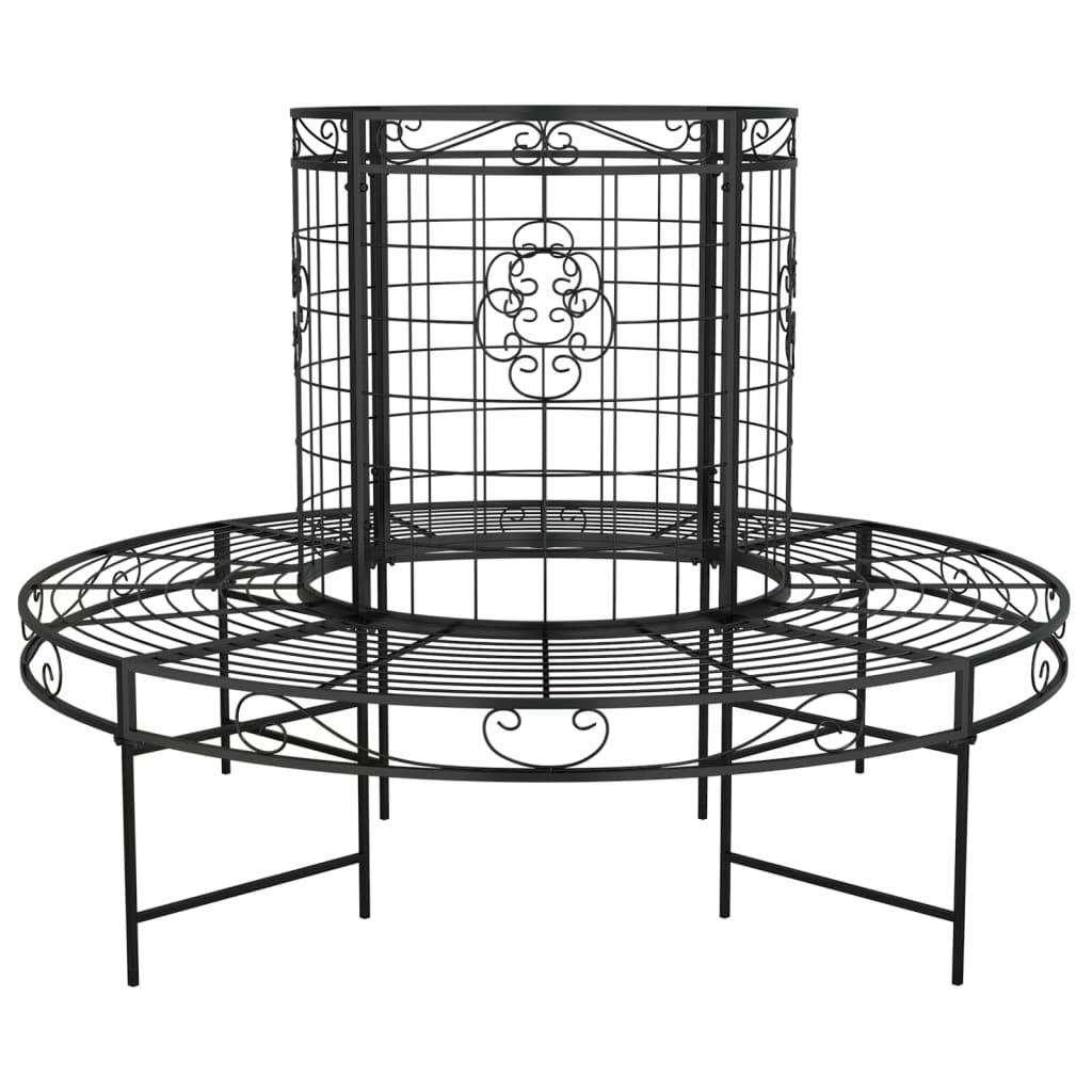 Helloshop26 - Banc de jardin meuble de patio d'extérieur terrasse circulaire tour d'arbre diamètre 137 cm noir acier - Image 1