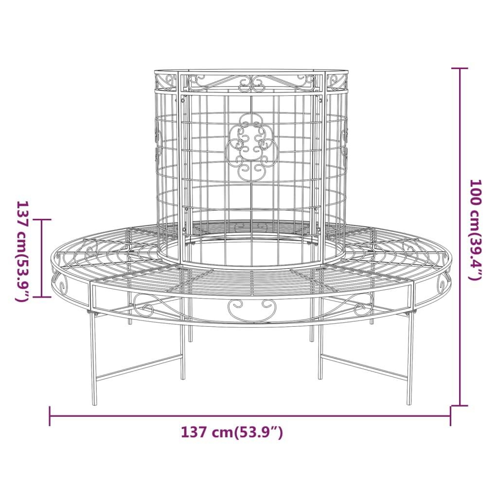 Helloshop26 - Banc de jardin meuble de patio d'extérieur terrasse circulaire tour d'arbre diamètre 137 cm noir acier - Image 5