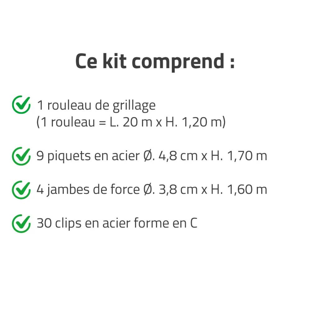 Kit complet 20 m de rouleau grillage soudé PVC - Maille 100x75mm - Fil 2,1mm - Hauteur 1,20 m - Image 9