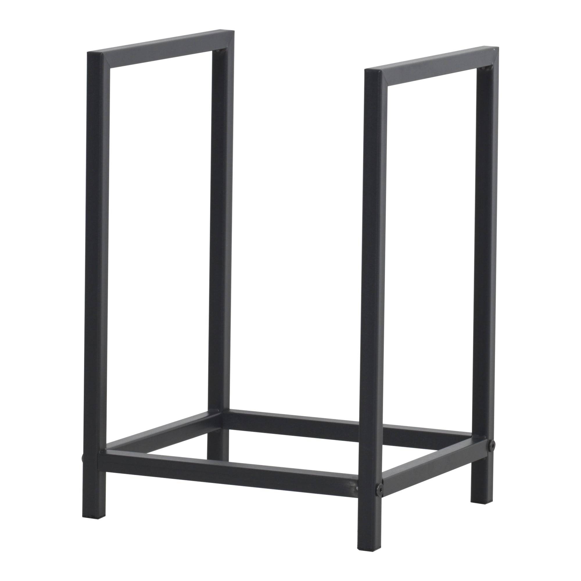 Helloshop26 - Range-bûches pour usage intérieur extérieur porte-bûches design support rangement bois de chauffage en acier 40 x 30 x 50 cm noir - Image 1