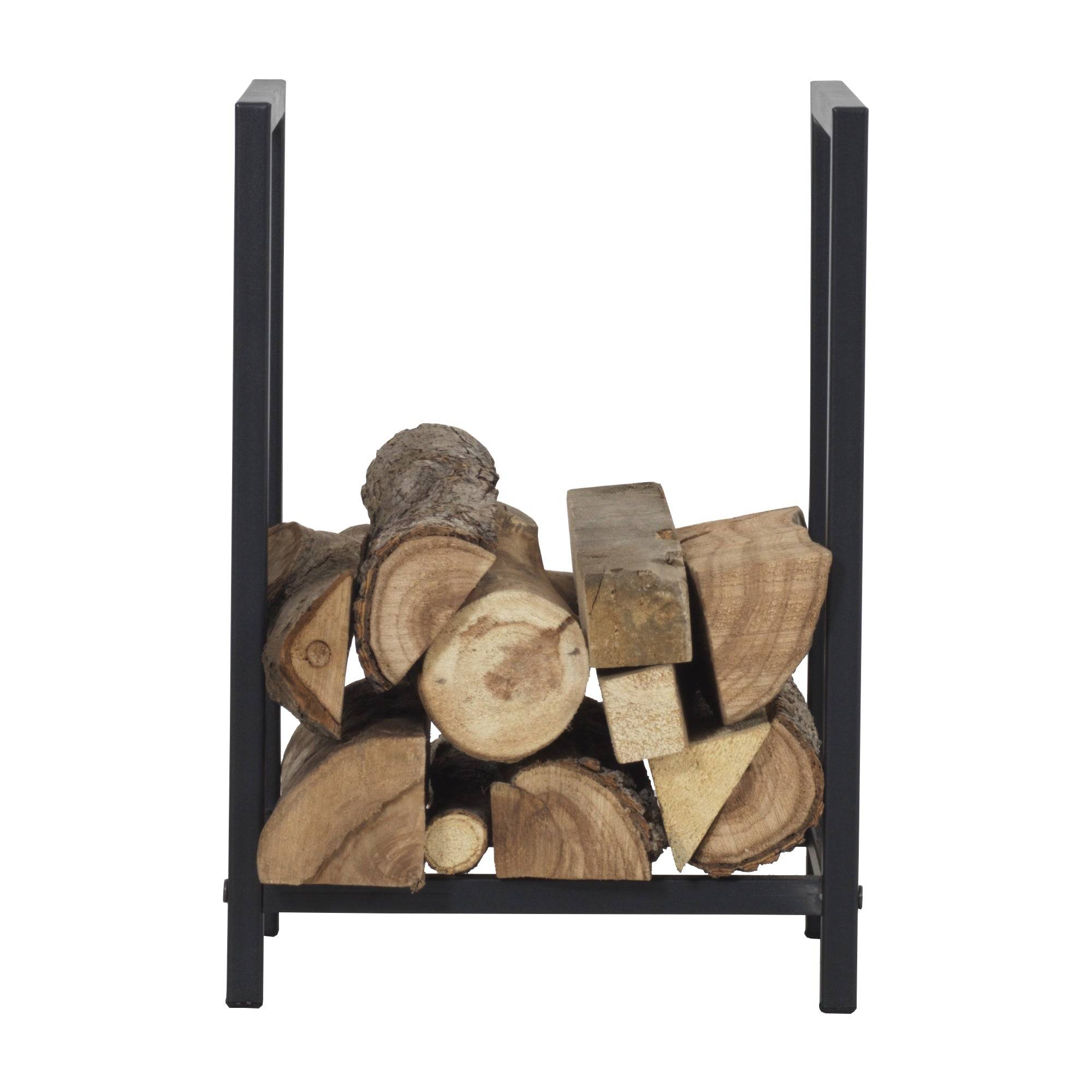 Helloshop26 - Range-bûches pour usage intérieur extérieur porte-bûches design support rangement bois de chauffage en acier 40 x 30 x 50 cm noir - Image 4