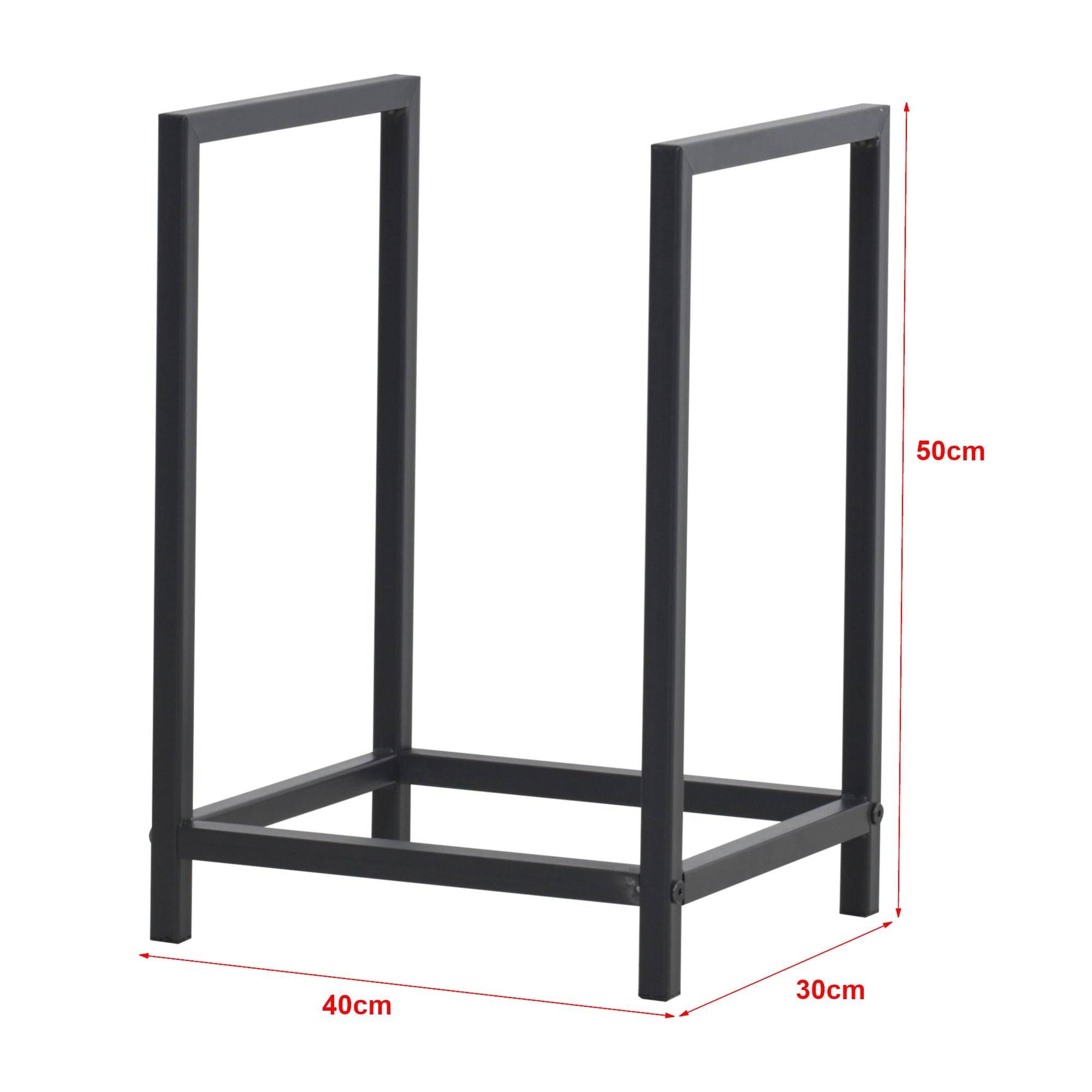 Helloshop26 - Range-bûches pour usage intérieur extérieur porte-bûches design support rangement bois de chauffage en acier 40 x 30 x 50 cm noir - Image 2