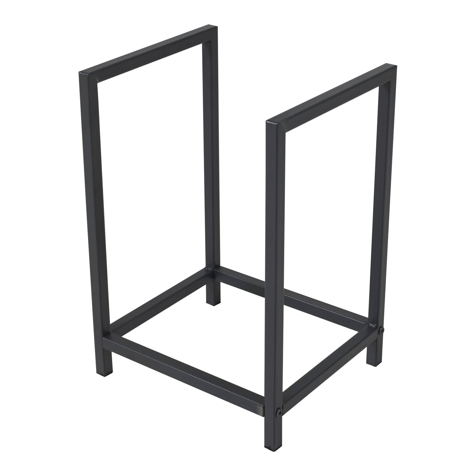 Helloshop26 - Range-bûches pour usage intérieur extérieur porte-bûches design support rangement bois de chauffage en acier 40 x 30 x 50 cm noir - Image 3