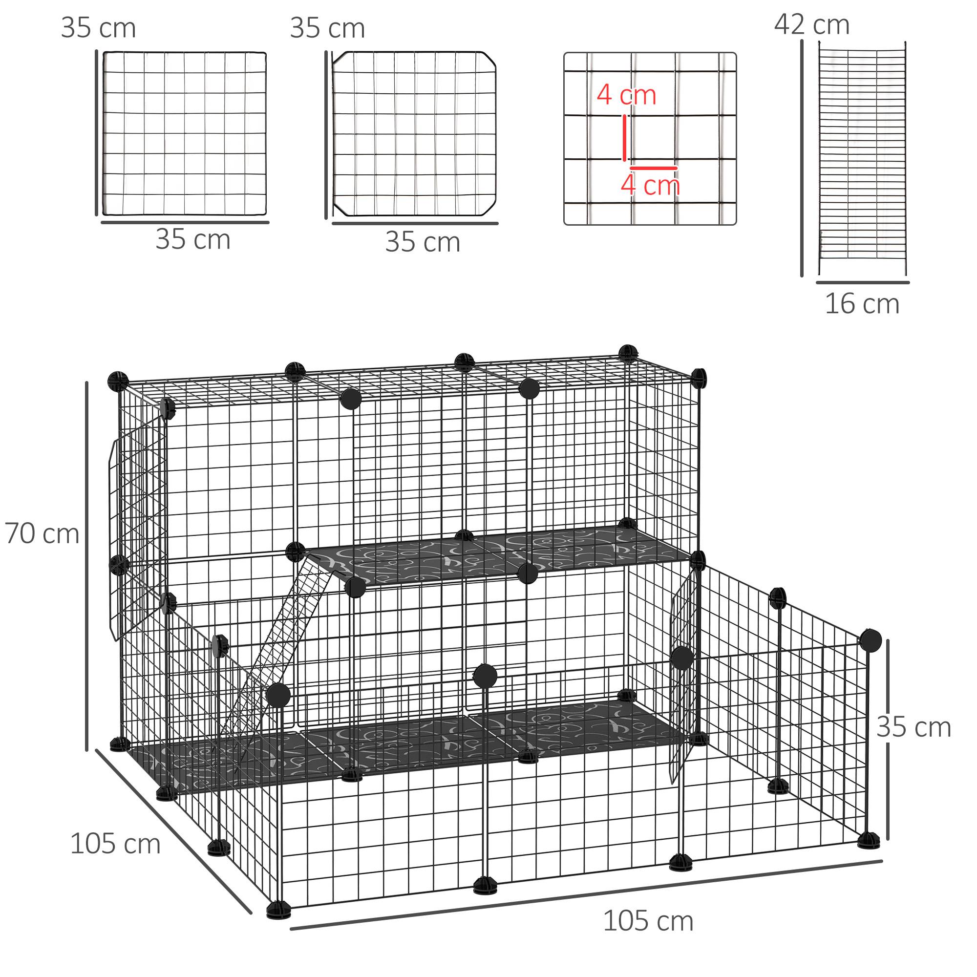 Sans Marque - Enclos modulaire lapins accessoires montage acier 105x105x70 cm noir - Image 5