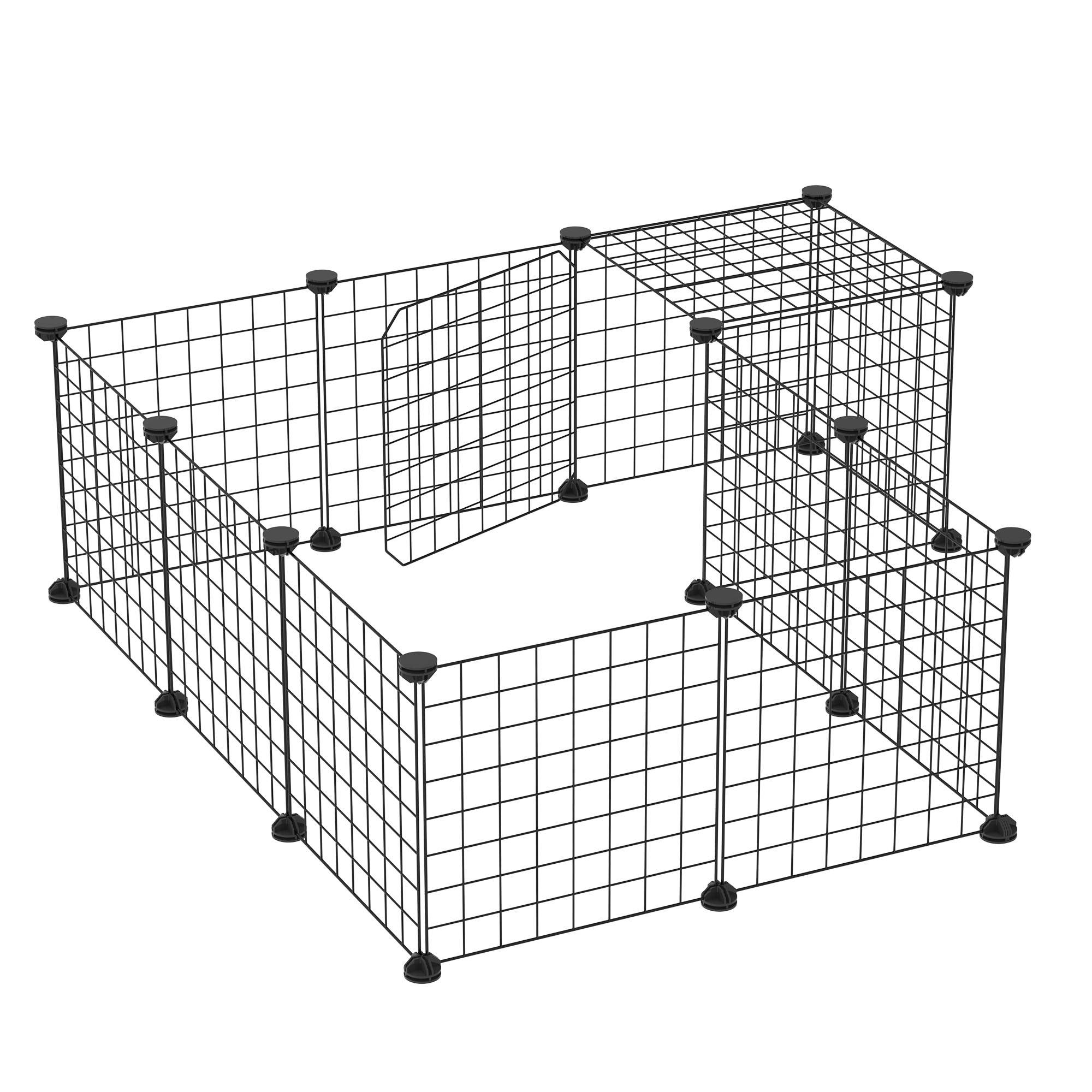 Sans Marque - Enclos modulaire lapins accessoires montage acier 105x105x70 cm noir - Image 2