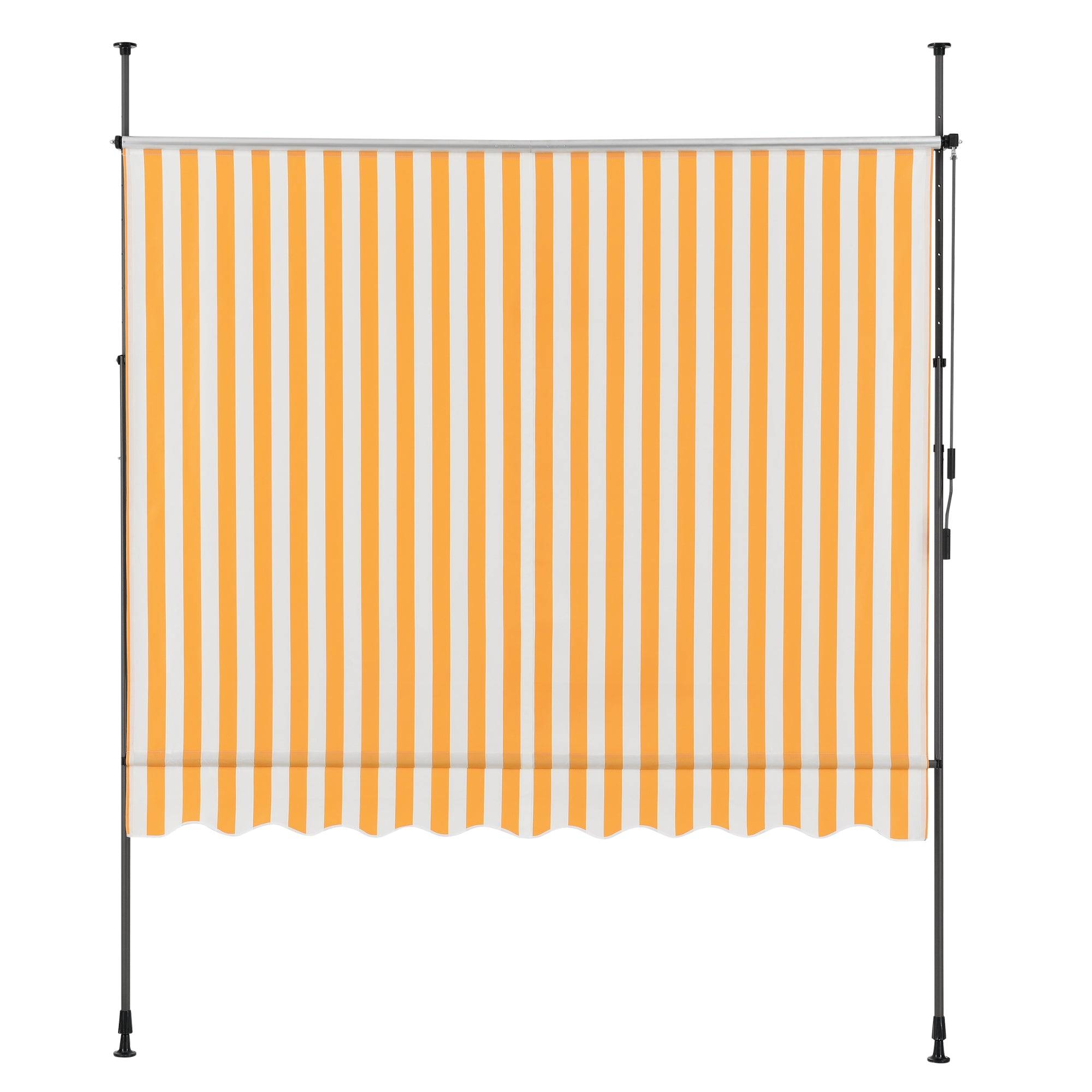 Helloshop26 - Store banne téléscopique acier polyester 200 x 120 x 200-300 cm jaune blanc - Image 4