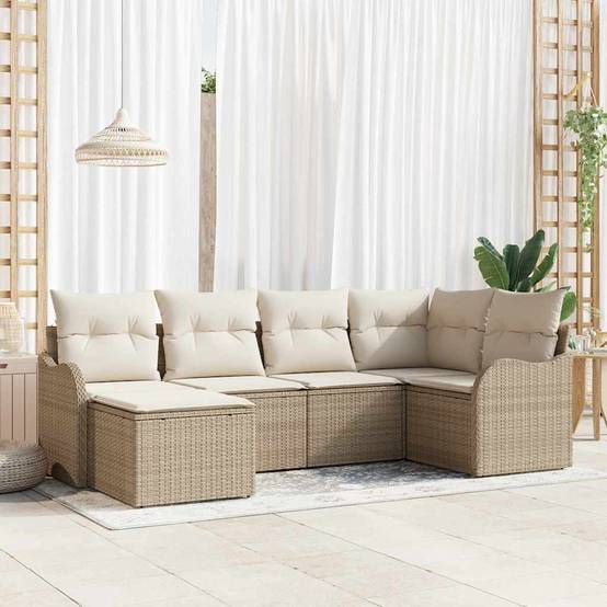 ComfortXL - Ensemble de canapé extérieur 6 pcs Poly rotin modulable pour Balcon Beige et Blanc – ComfortXL Outdoor Living - Image 1