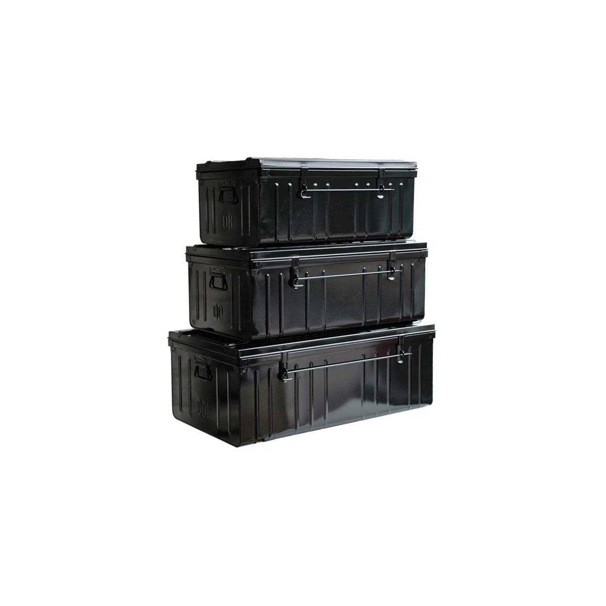 Pierre Henry - Cantine de rangement Premium en acier noir Lot de 3 : 95, 130 et 175 litres