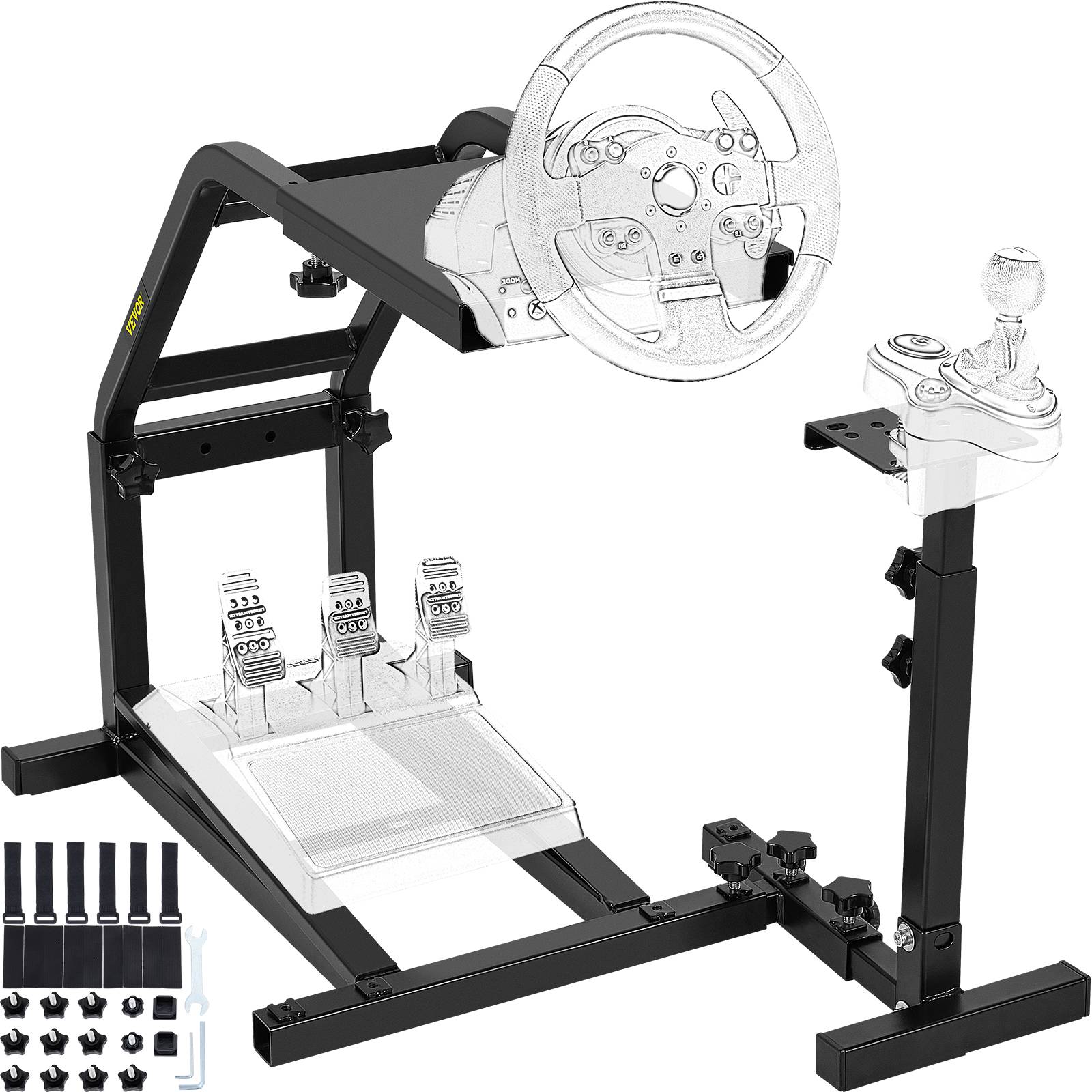 VEVOR Support volant réglable pour Logitech G27/G25/G29, Mad Catz, Fanatec. (Volant non inclus) - Image 1