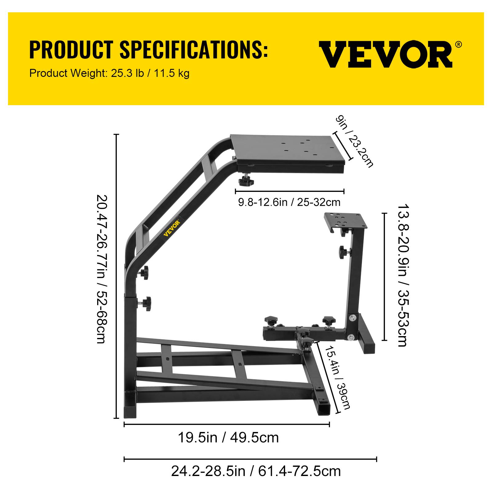 VEVOR Support volant réglable pour Logitech G27/G25/G29, Mad Catz, Fanatec. (Volant non inclus) - Image 7