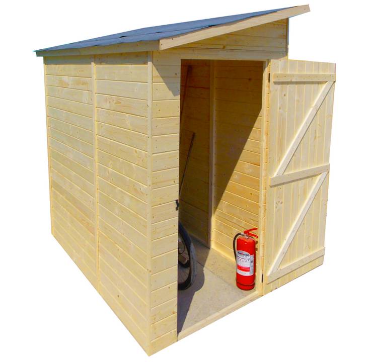 Habrita - Abri mural bois massif range-vélos-scooters-motos avec porte latérale couverture bitumée / 16 mm / dimensions extérieures : L 223 x l 130 x H 220 cm - Image 3