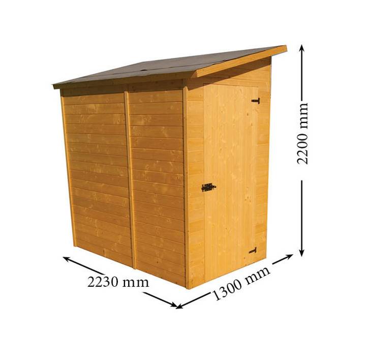 Habrita - Abri mural bois massif range-vélos-scooters-motos avec porte latérale couverture bitumée / 16 mm / dimensions extérieures : L 223 x l 130 x H 220 cm - Image 4