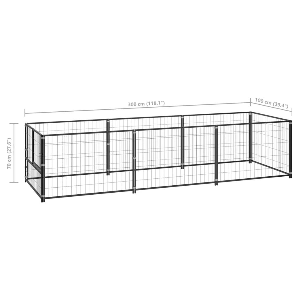 Vidaxl - Chenil Noir 3 m² Acier vidaXL 3082093 - Image 8