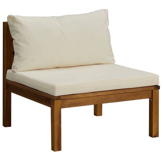 ComfortXL - Canapé de Jardin 4p Bois d'Acacia Massif Modulable Coussins Crème Terrasse – ComfortXL Outdoor Living - Image 4