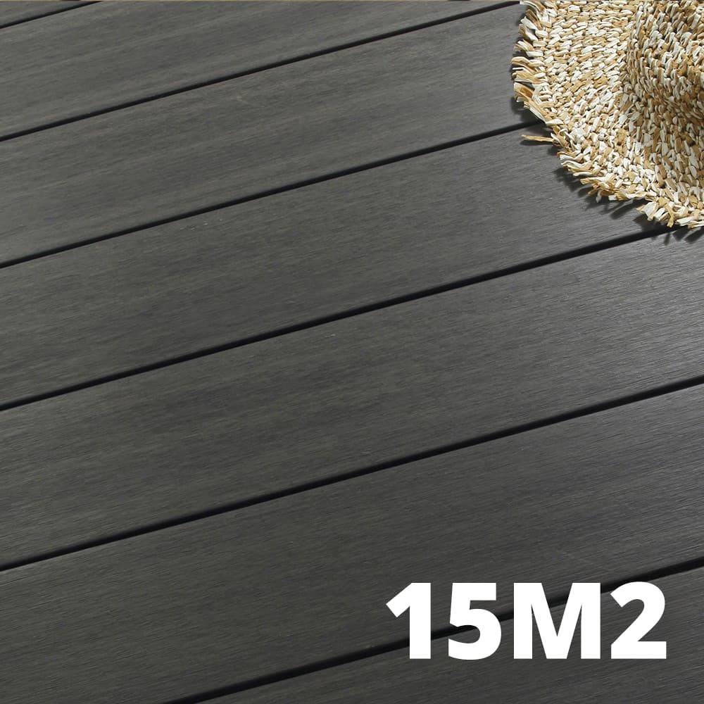 Kit Terrasse Composite NAVIA 15m² - Gris Foncé - 46 lames de terrasse (220 x 14.5 x 2.2 cm) - Fixation par Clips - Terrasse - Image 1