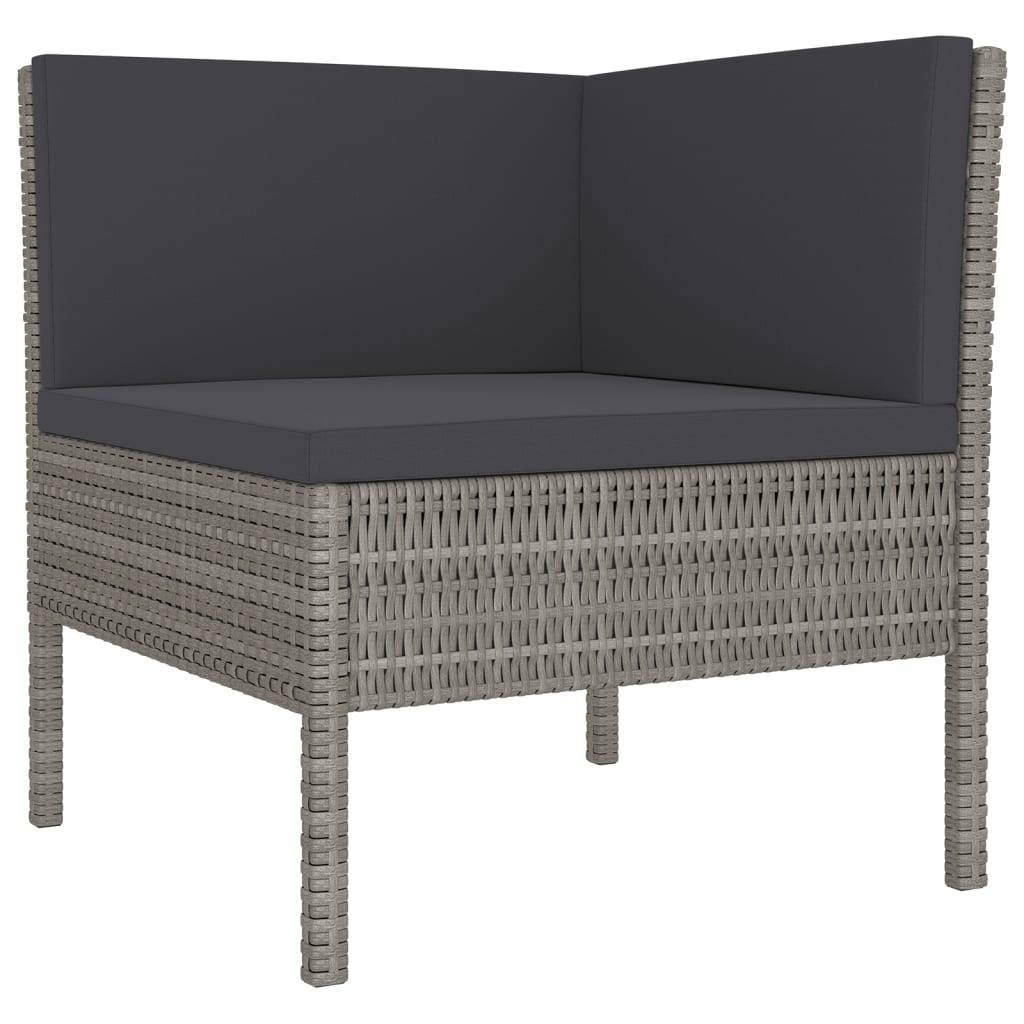 Helloshop26 - Salon de jardin meuble d'extérieur ensemble de mobilier 5 pièces avec coussins résine tressée gris - Image 2