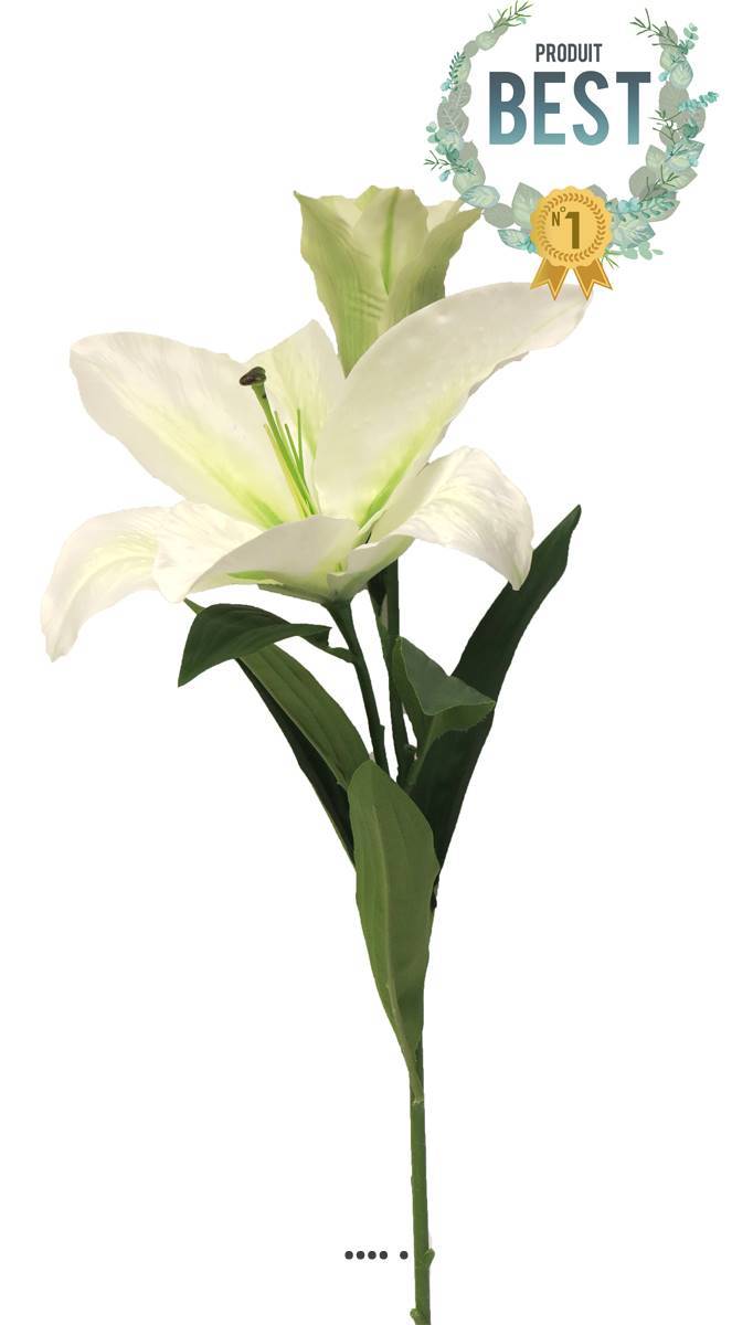 Artificielles - Lys commun artificiel, 2 fleurs, H 74 cm Crème - BEST - couleur: Crème - Image 1