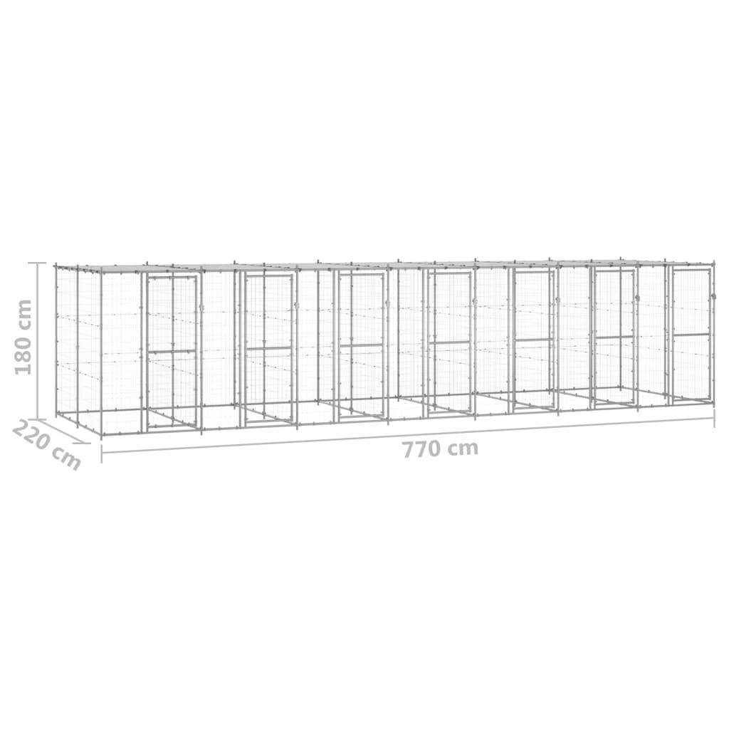Helloshop26 - Chenil extérieur cage enclos parc animaux chien extérieur acier galvanisé avec toit 16,94 m² - Image 2