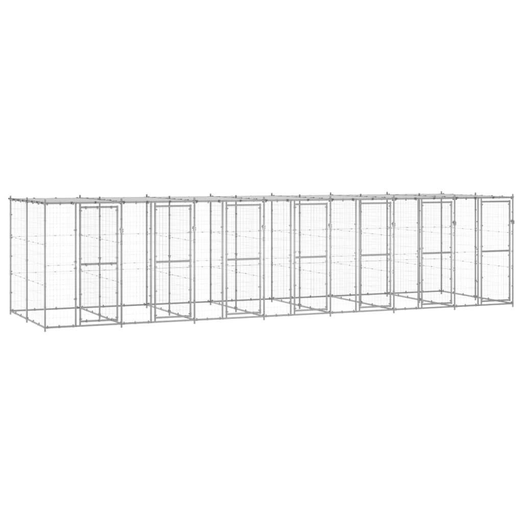 Helloshop26 - Chenil extérieur cage enclos parc animaux chien extérieur acier galvanisé avec toit 16,94 m² - Image 1