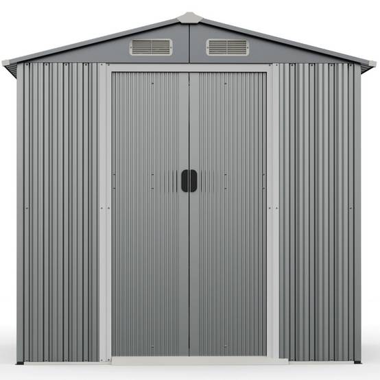 Abri de jardin 196 x 142 x 186 cm polyvalent pour rangement sécurisé et accès facile, design moderne en métal galvanisé gris clair
