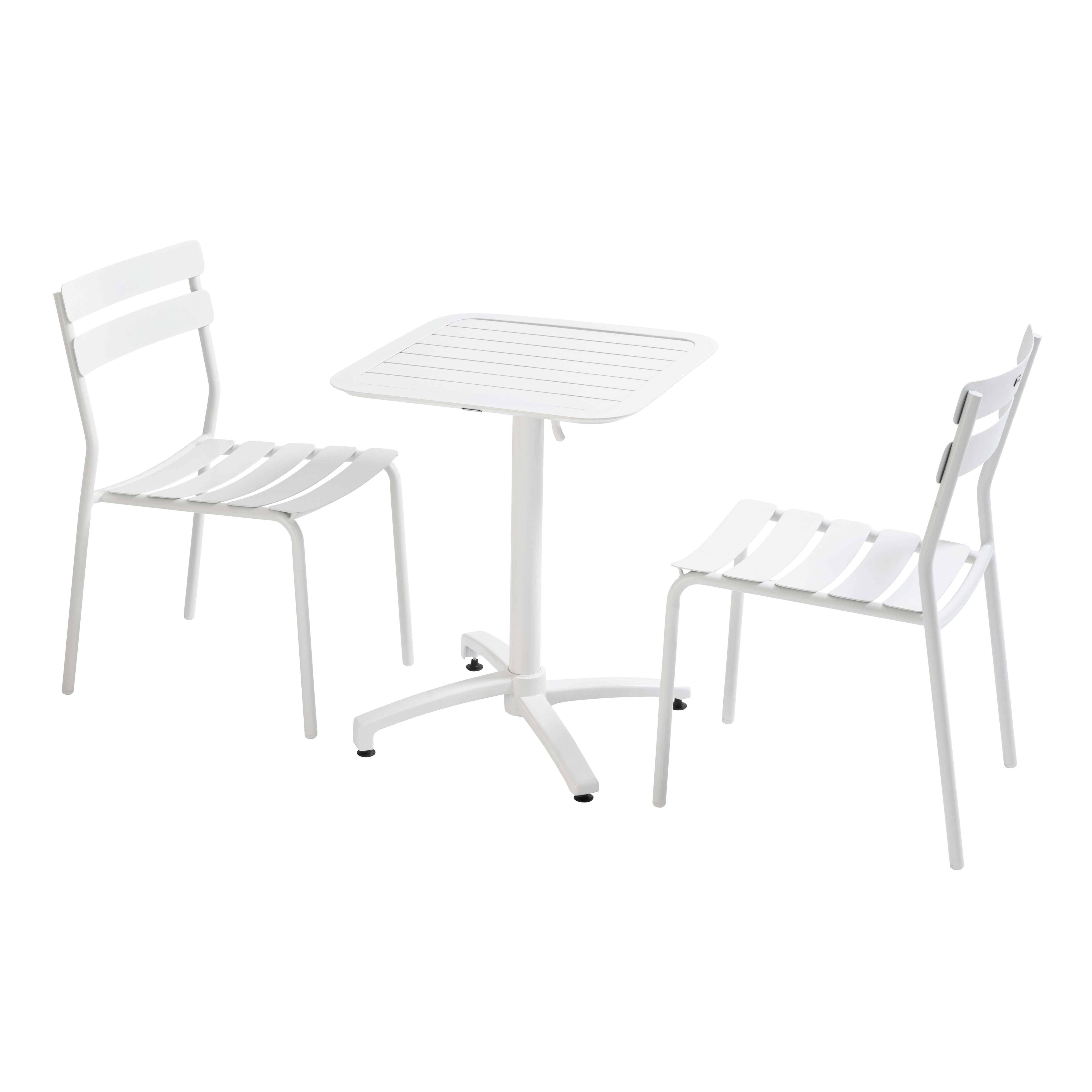 Oviala - Table de terrasse inclinable 60 x 60 cm et 2 chaises blanc Almada - Oviala - Image 1