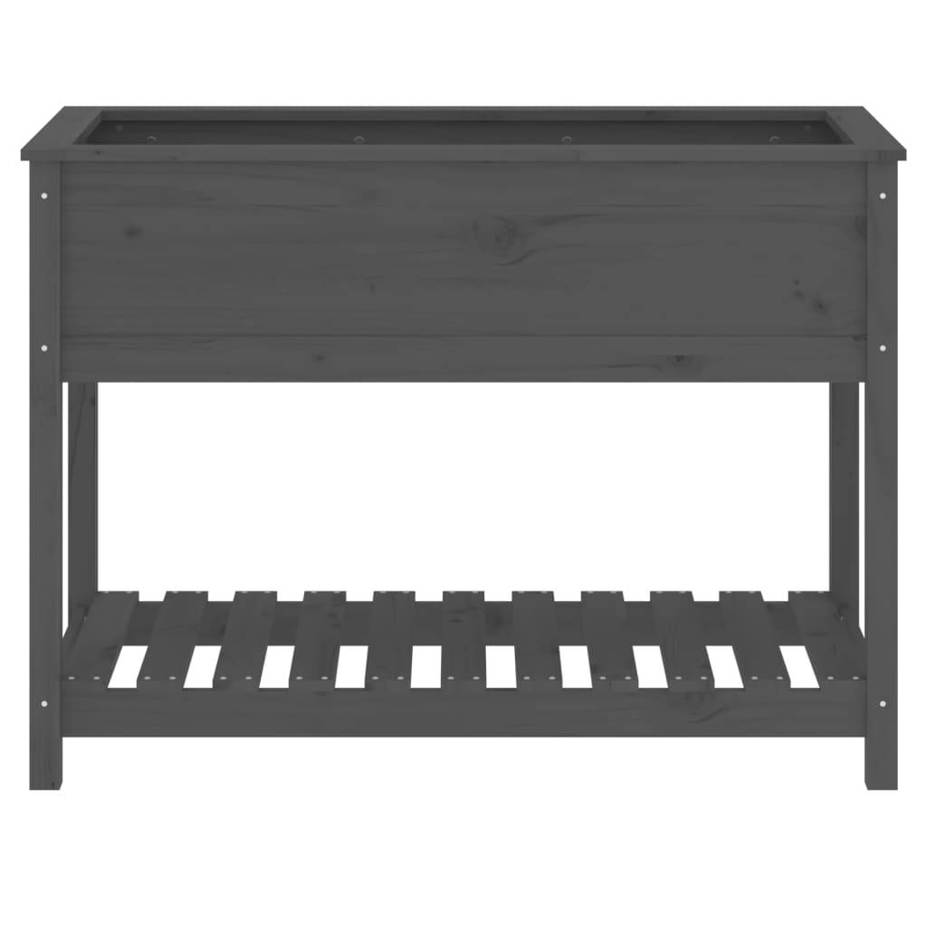 Jardinière - Bac à fleurs - Pot de fleurs avec étagère Gris 111,5x54x81 cm Bois massif de pin - Image 5