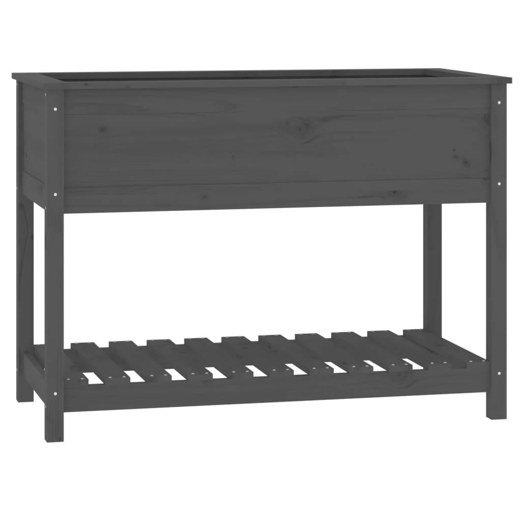 Jardinière - Bac à fleurs - Pot de fleurs avec étagère Gris 111,5x54x81 cm Bois massif de pin