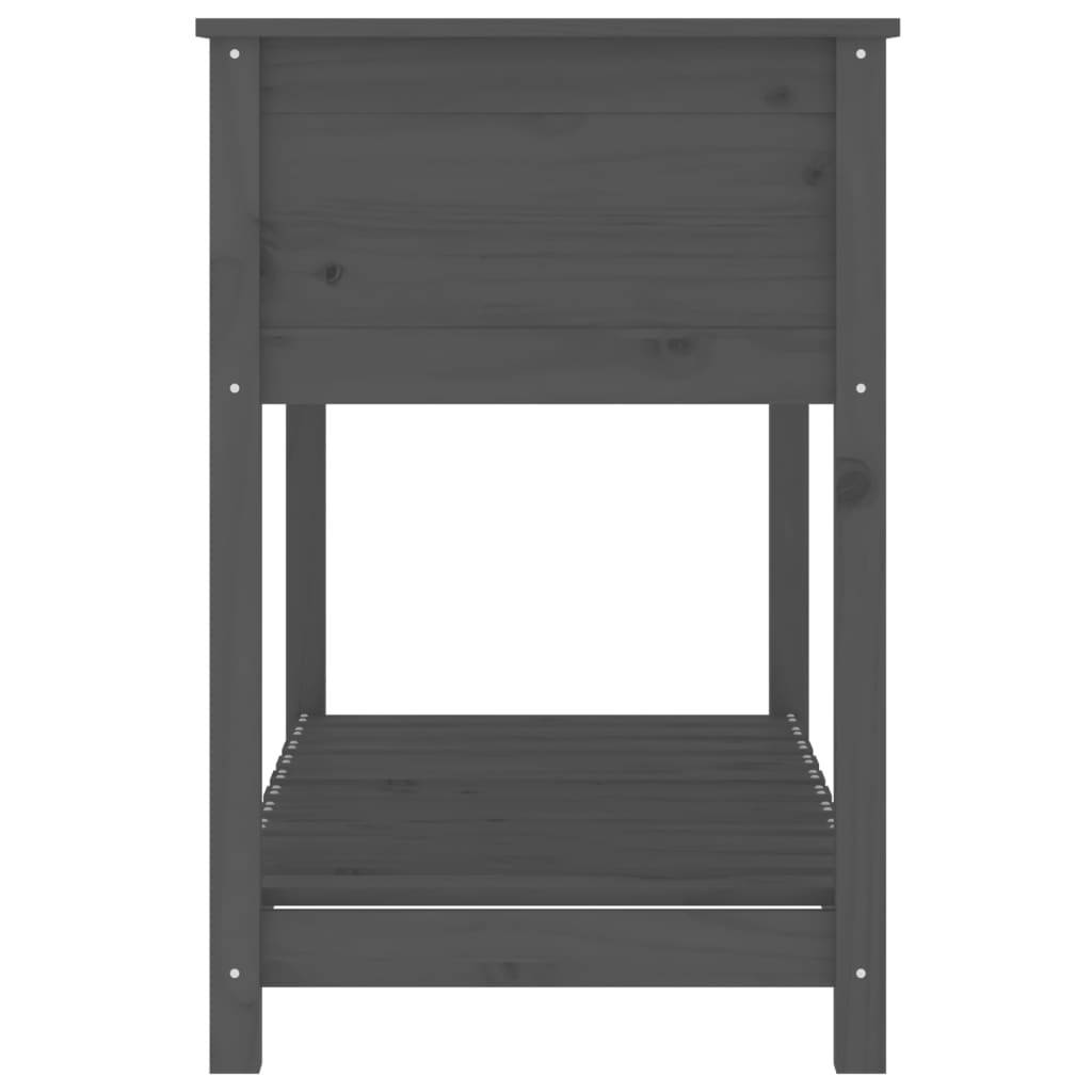 Jardinière - Bac à fleurs - Pot de fleurs avec étagère Gris 111,5x54x81 cm Bois massif de pin - Image 6