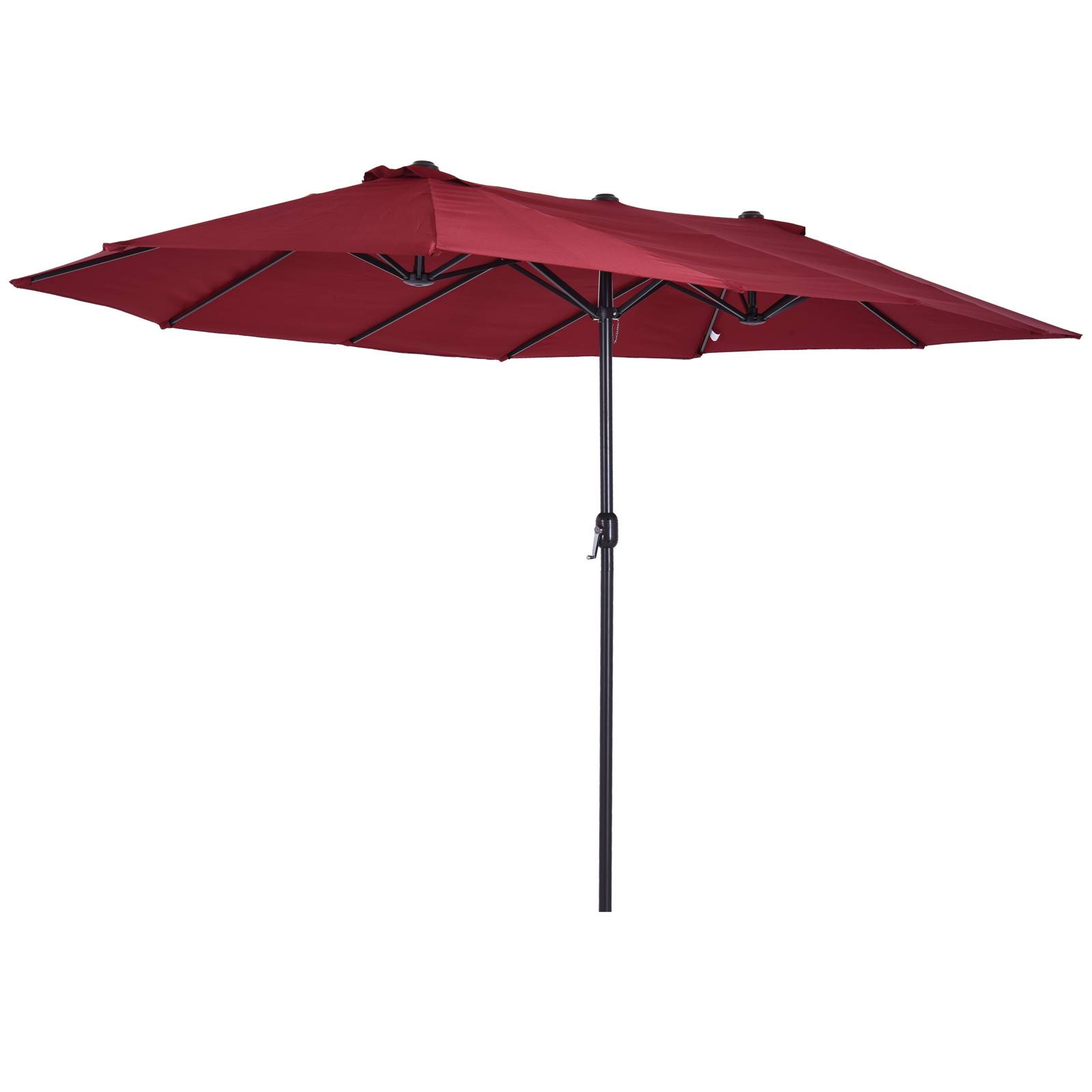 Parasol double de jardin 455 x 265 x 238 cm, grand parasol à manivelle, protection solaire, couleur rouge bordeaux - Image 1